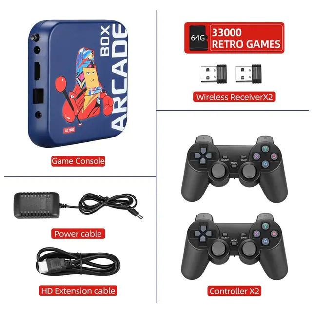 Retro TV Game Console with classic arcade joystick and 50000 built-in games