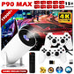 P90 Max Video Game Console W 2 Wireless Controllers 19000+ Retro Games Support 4K 1080P Androd11 Portable Smart Gaming Projector